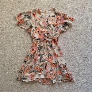 Selfie Leslie  Saints + Secrets Peachy Pink Rose Surplice Wrap Dress